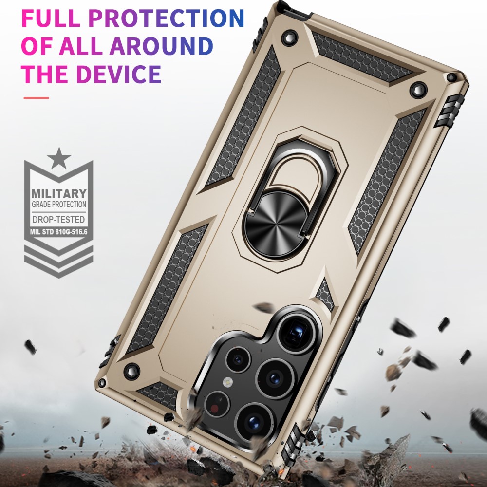  Samsung Galaxy S24 Ultra Skal Ring Hybrid Armor Guld