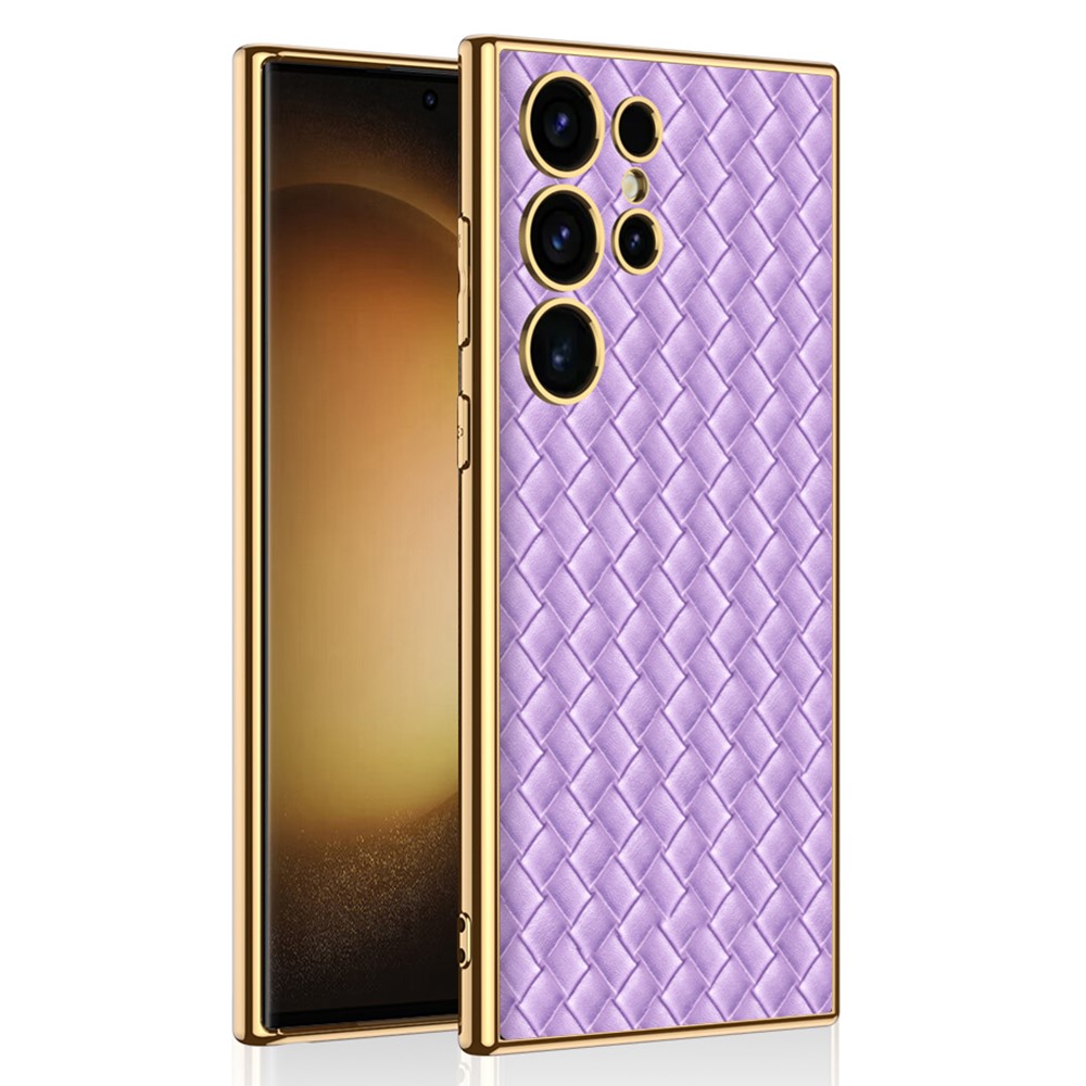 GKK GKK Galaxy S24 Ultra Skal Vävd Hybrid Läder Lila