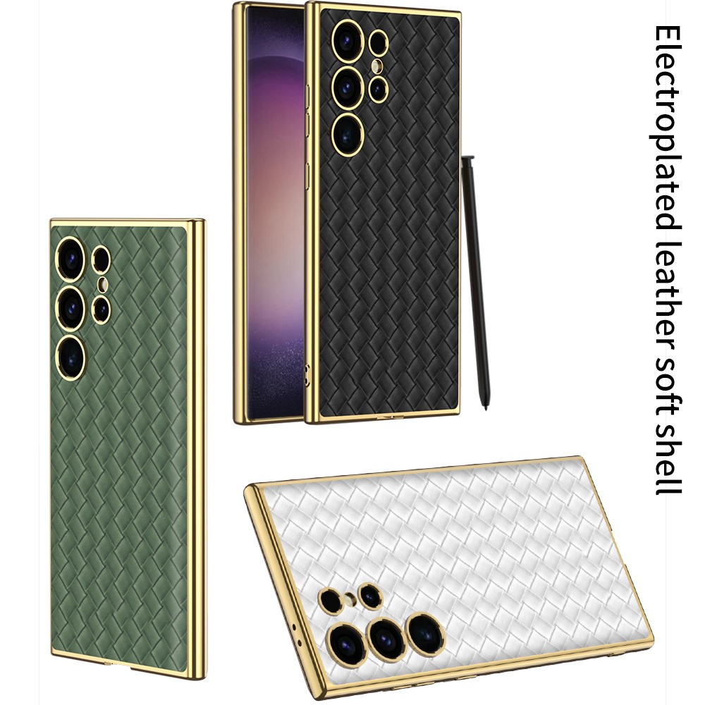 GKK GKK Galaxy S24 Ultra Skal Vävd Hybrid Läder Lila