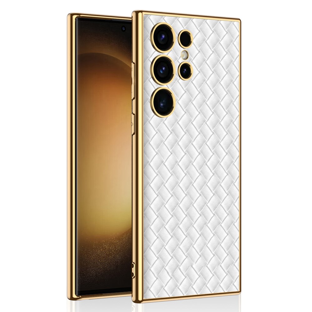 GKK GKK Galaxy S24 Ultra Skal Vävd Hybrid Läder Vit