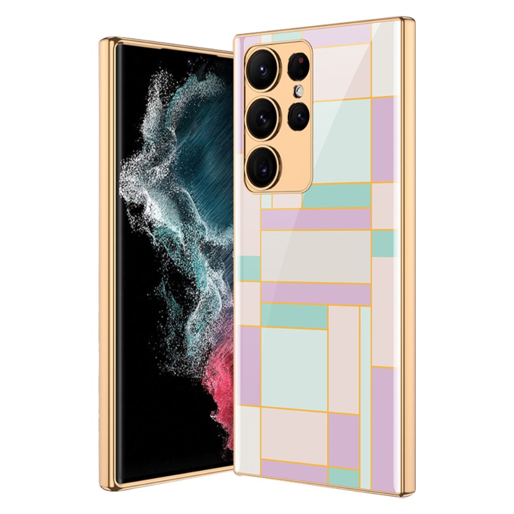 GKK GKK Galaxy S24 Ultra Skal Härdat Glas Electroplate Lila/Cyan