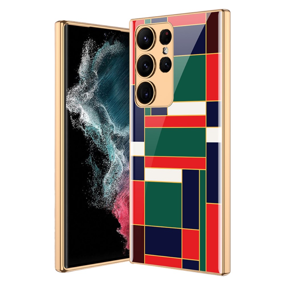 GKK GKK Galaxy S24 Ultra Skal Härdat Glas Electroplate Röd/Grön