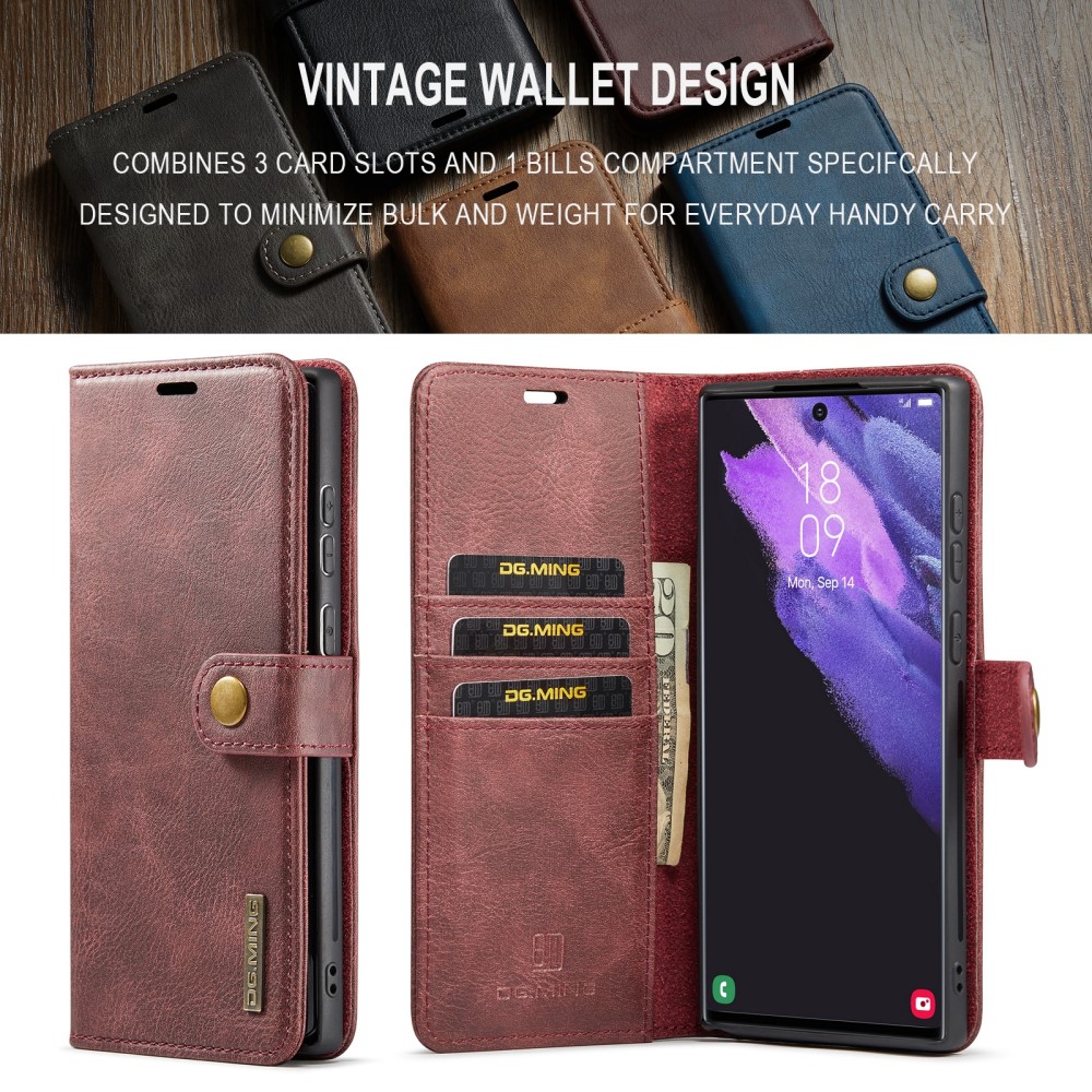 DG.MING DG.MING Galaxy S24 Ultra 2in1 Magnet Fodral / Skal Vinröd