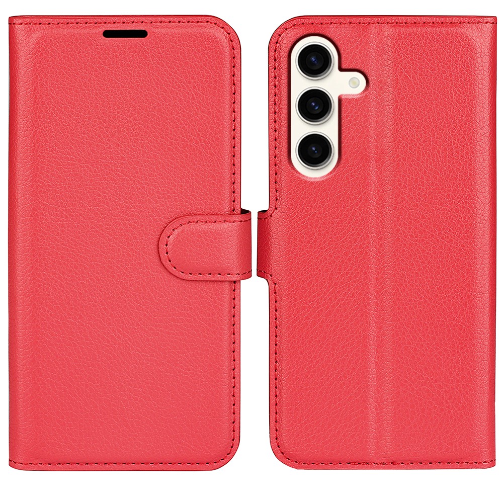  Samsung Galaxy S24 Plus Fodral Litchi Textur Röd