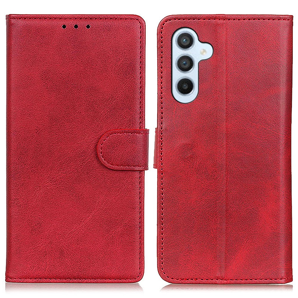  Samsung Galaxy S24 Fodral Solid Läder Röd