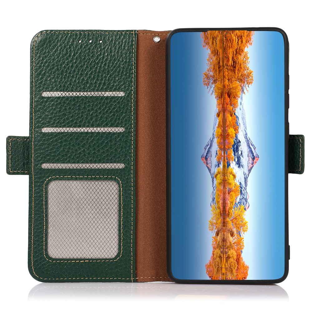 KHAZNEH KHAZNEH Galaxy S24 Fodral Äkta Läder RFID Grön