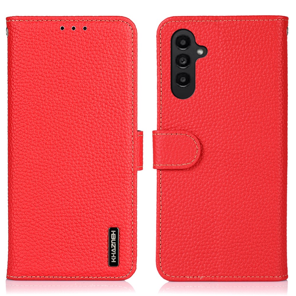 KHAZNEH KHAZNEH Galaxy S24 Fodral Premium Litchi Äkta Läder Röd