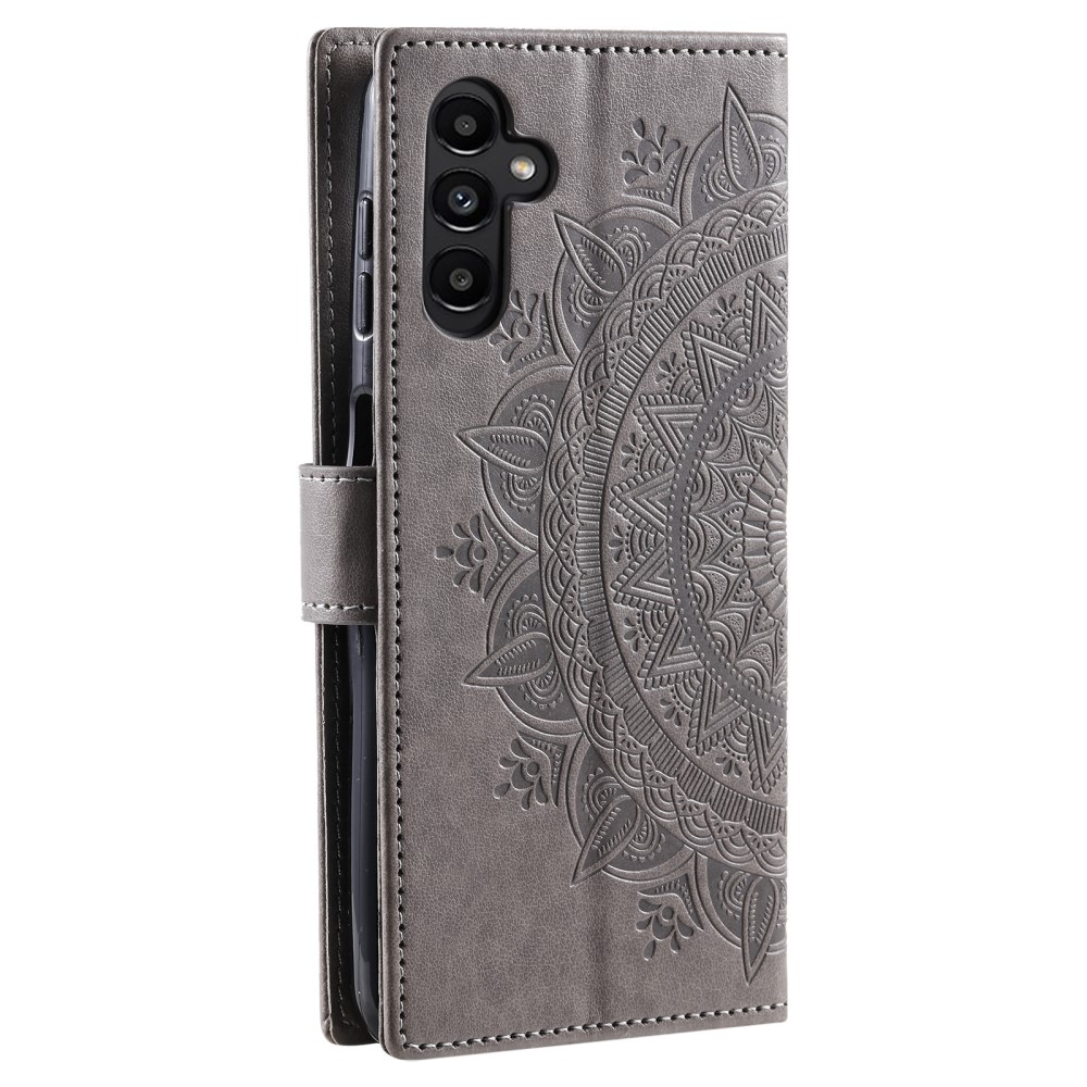  Samsung Galaxy S24 Fodral Mandala Läder Grå