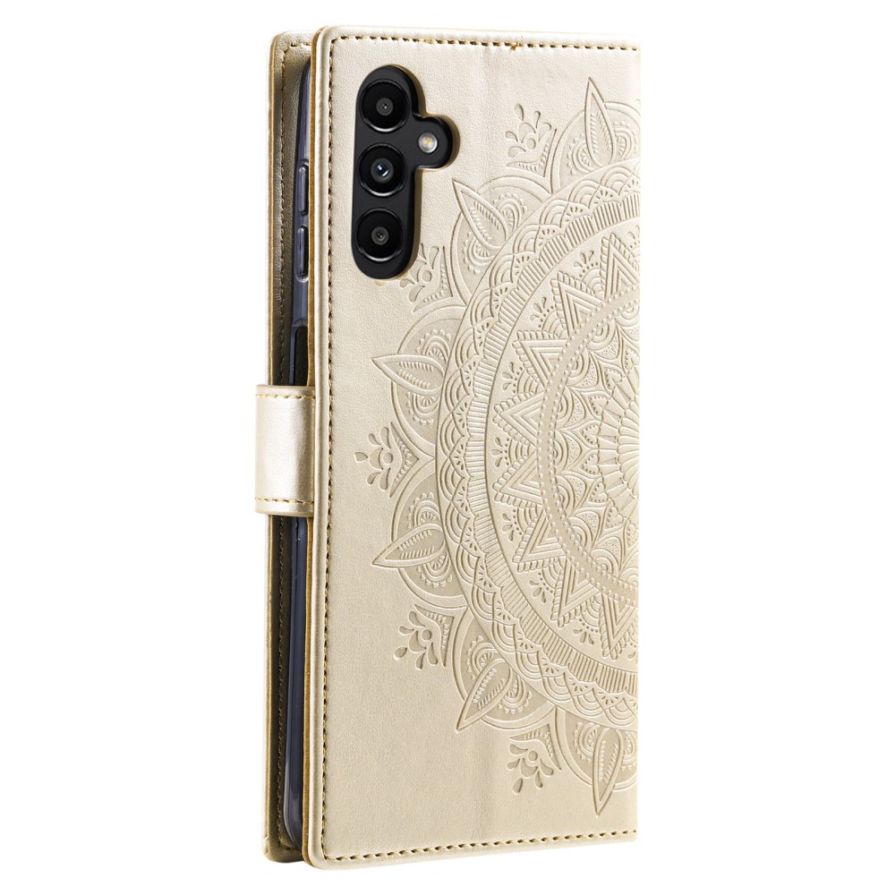  Samsung Galaxy S24 Fodral Mandala Läder Guld