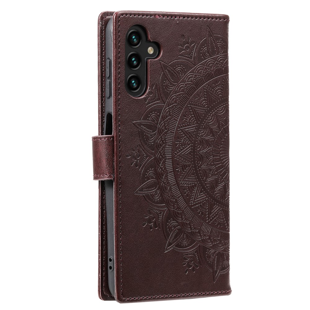  Samsung Galaxy S24 Fodral Mandala Läder Brun