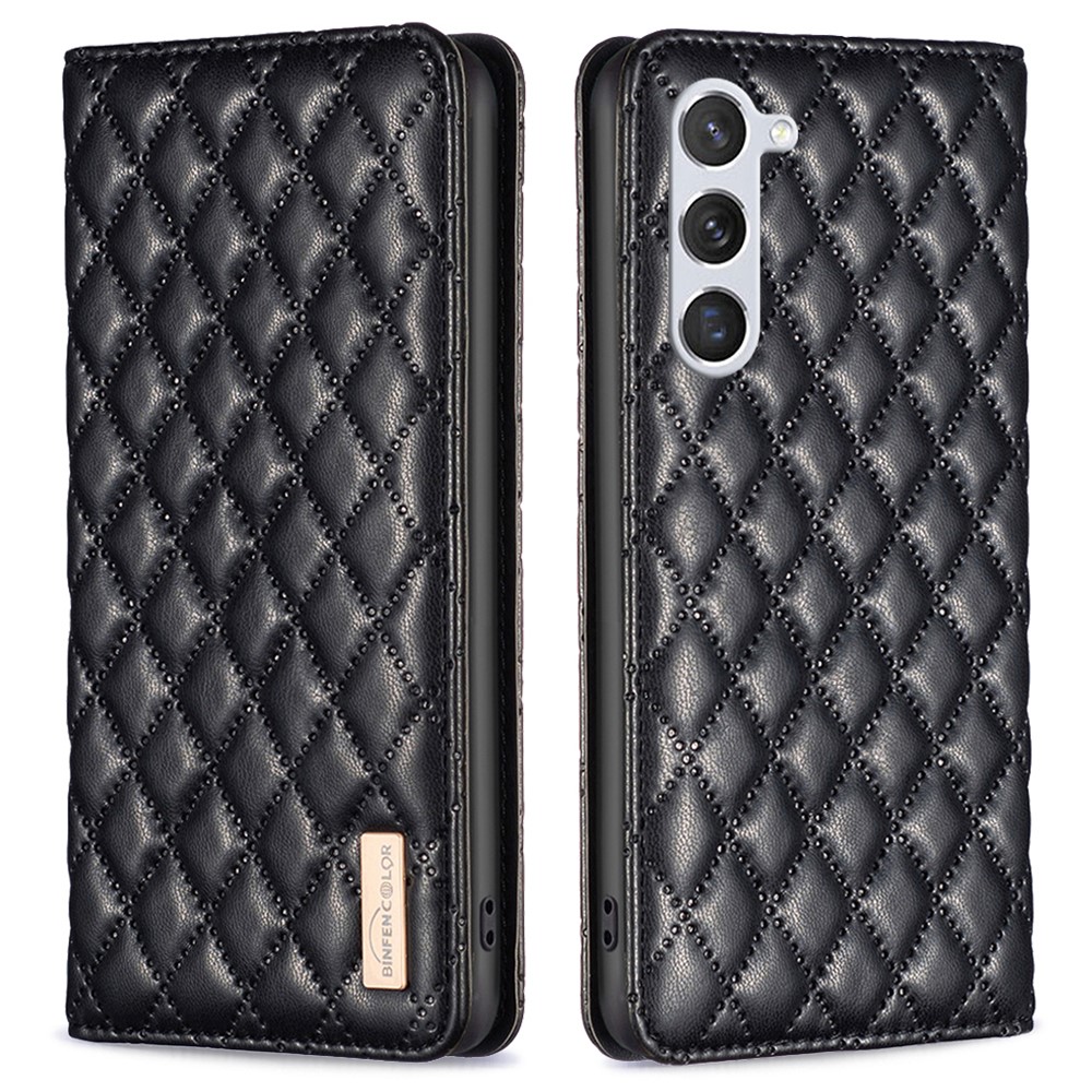 BINFEN BINFEN Galaxy S24 Fodral Diamond Flip Läder Svart