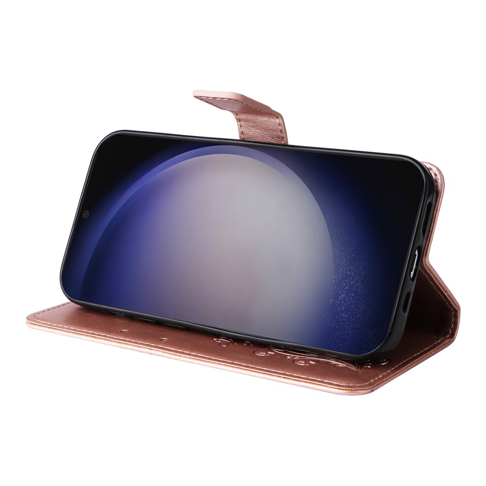  Samsung Galaxy S24 Fodral Fjäril Tryck Roséguld