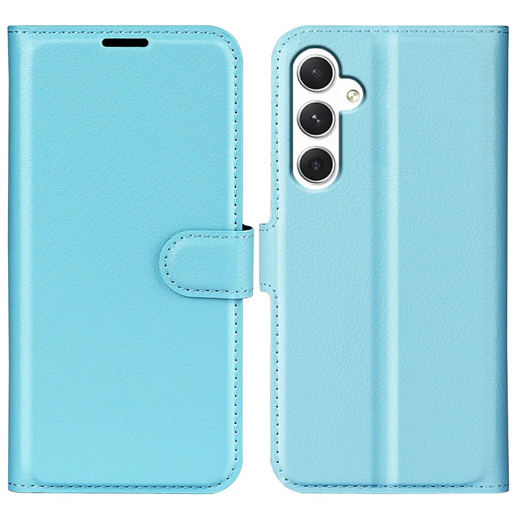  Samsung Galaxy S24 Fodral Litchi Läder Ljus Blå