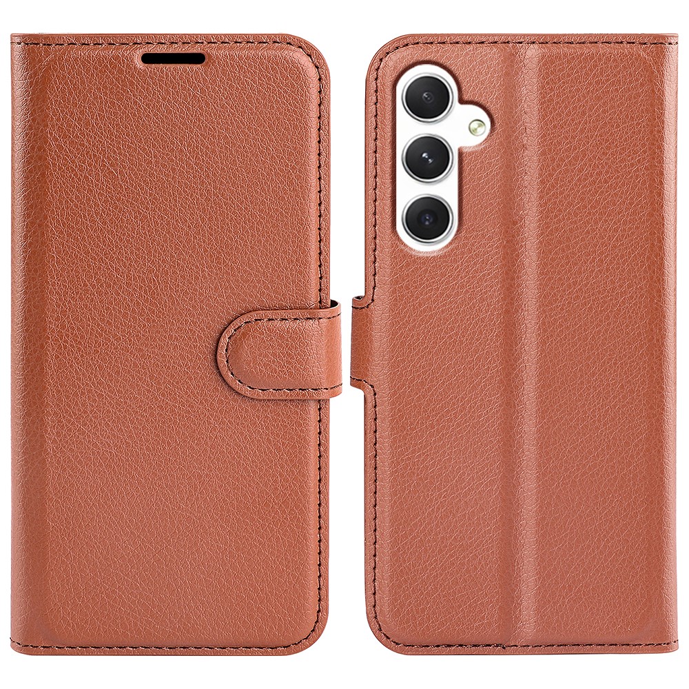  Samsung Galaxy S24 Fodral Litchi Läder Brun