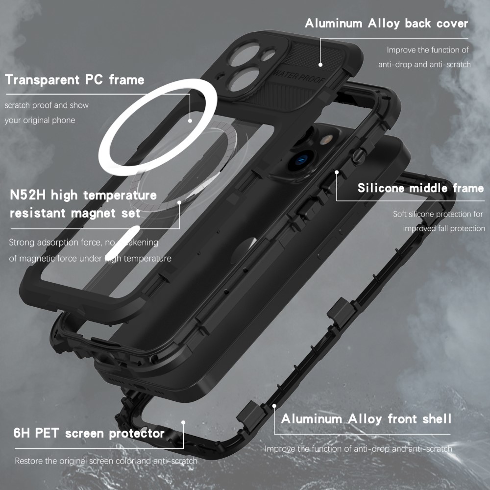 ShellBox ShellBox iPhone 14 MagSafe IP68 Aluminium Vattentät Skal Svart