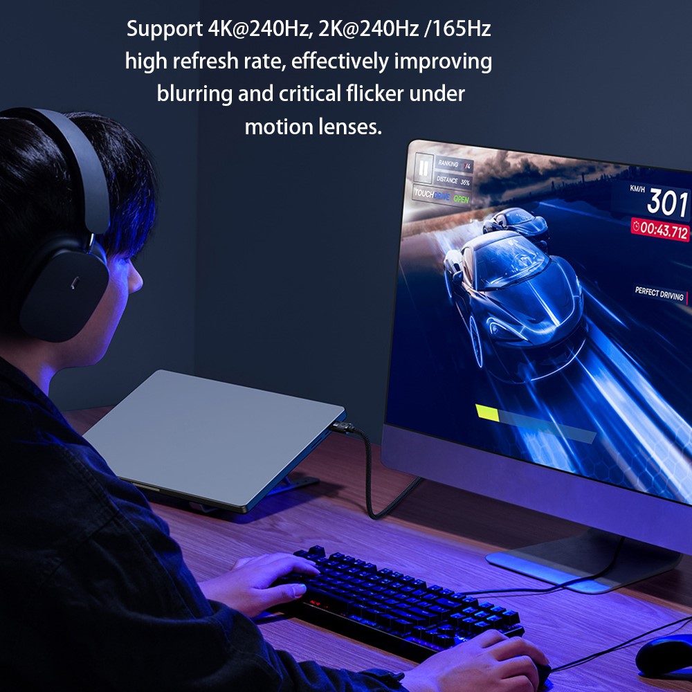 BASEUS Baseus DP DisplayPort Hane Kabel 2m, 8K Stöd Svart