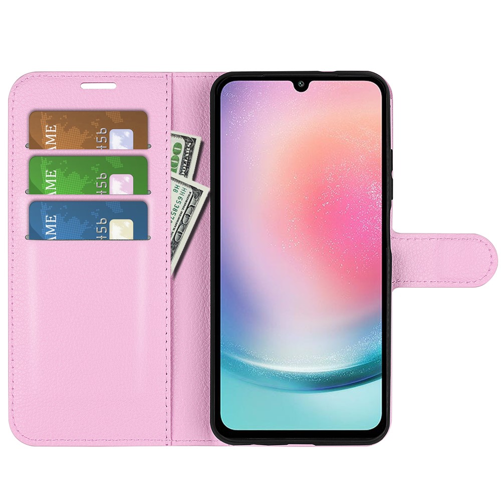 Samsung Galaxy A25 5G Fodral Litchi Läder Ljus Rosa