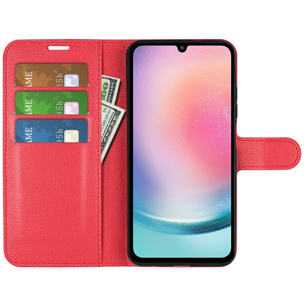  Samsung Galaxy A25 5G Fodral Litchi Läder Röd