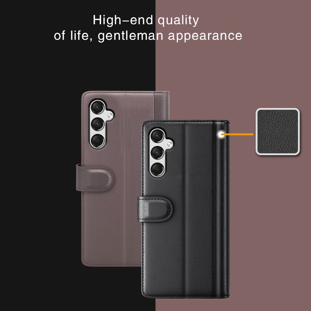  Samsung Galaxy A25 5G Fodral Premium Äkta Läder Svart