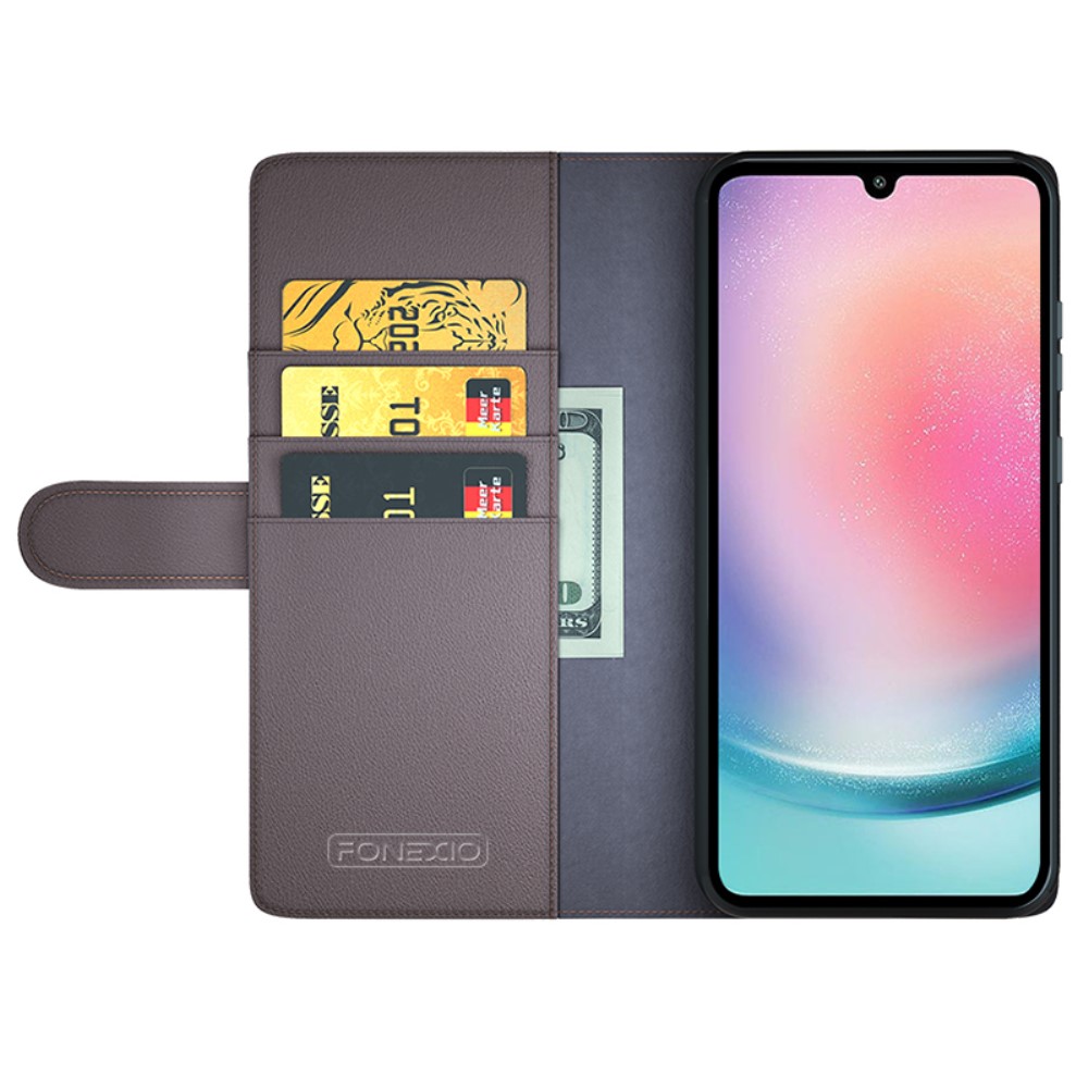  Samsung Galaxy A25 5G Fodral Premium Äkta Läder Brun