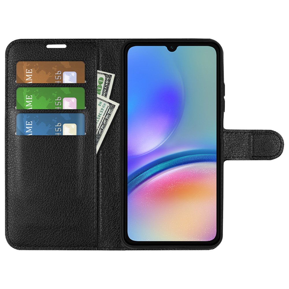  Samsung Galaxy A05s 4G Fodral Litchi Läder Svart