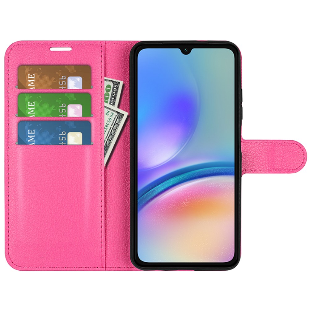  Samsung Galaxy A05s 4G Fodral Litchi Läder Rosa