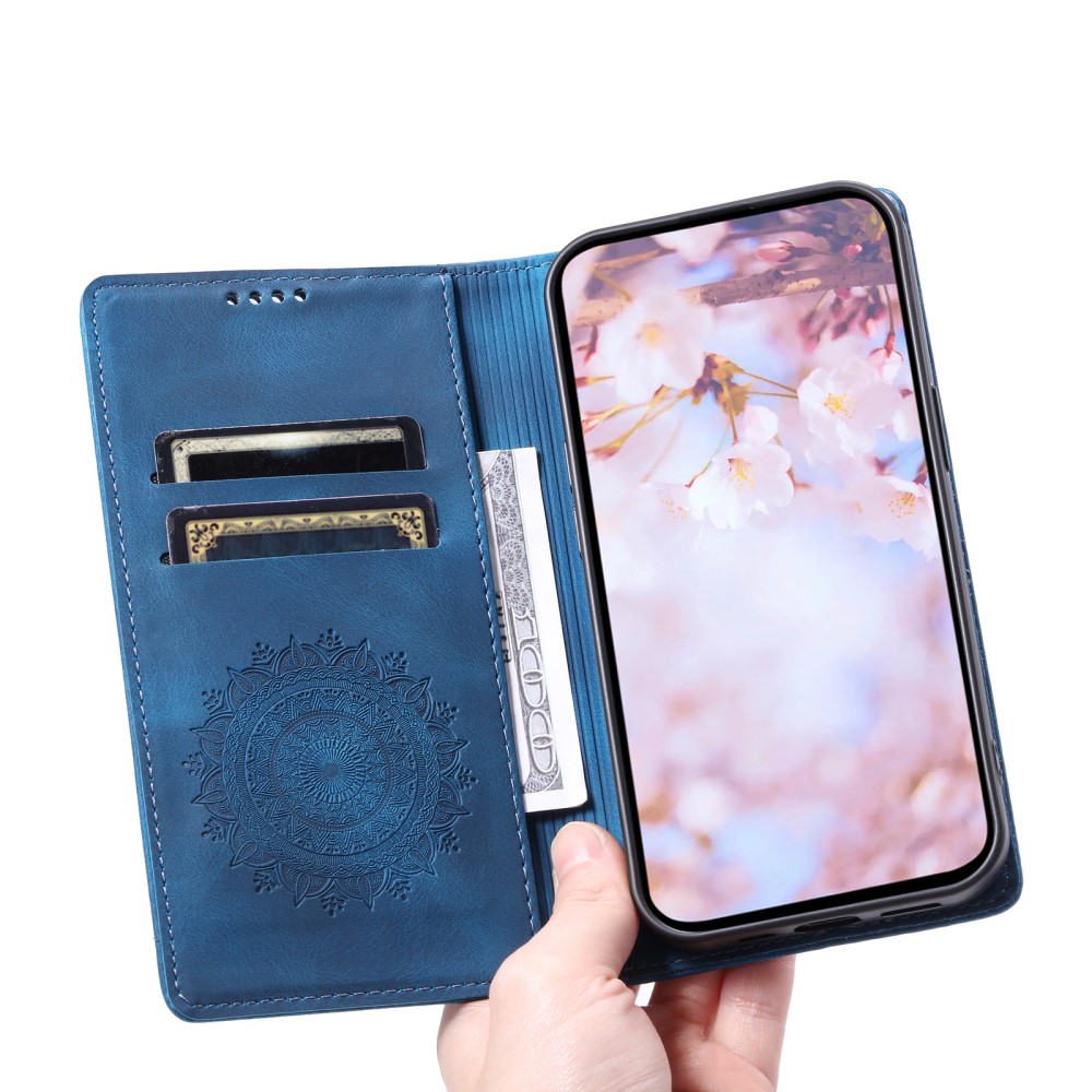  Samsung Galaxy A25 5G Fodral Flip Mandala Läder Blå