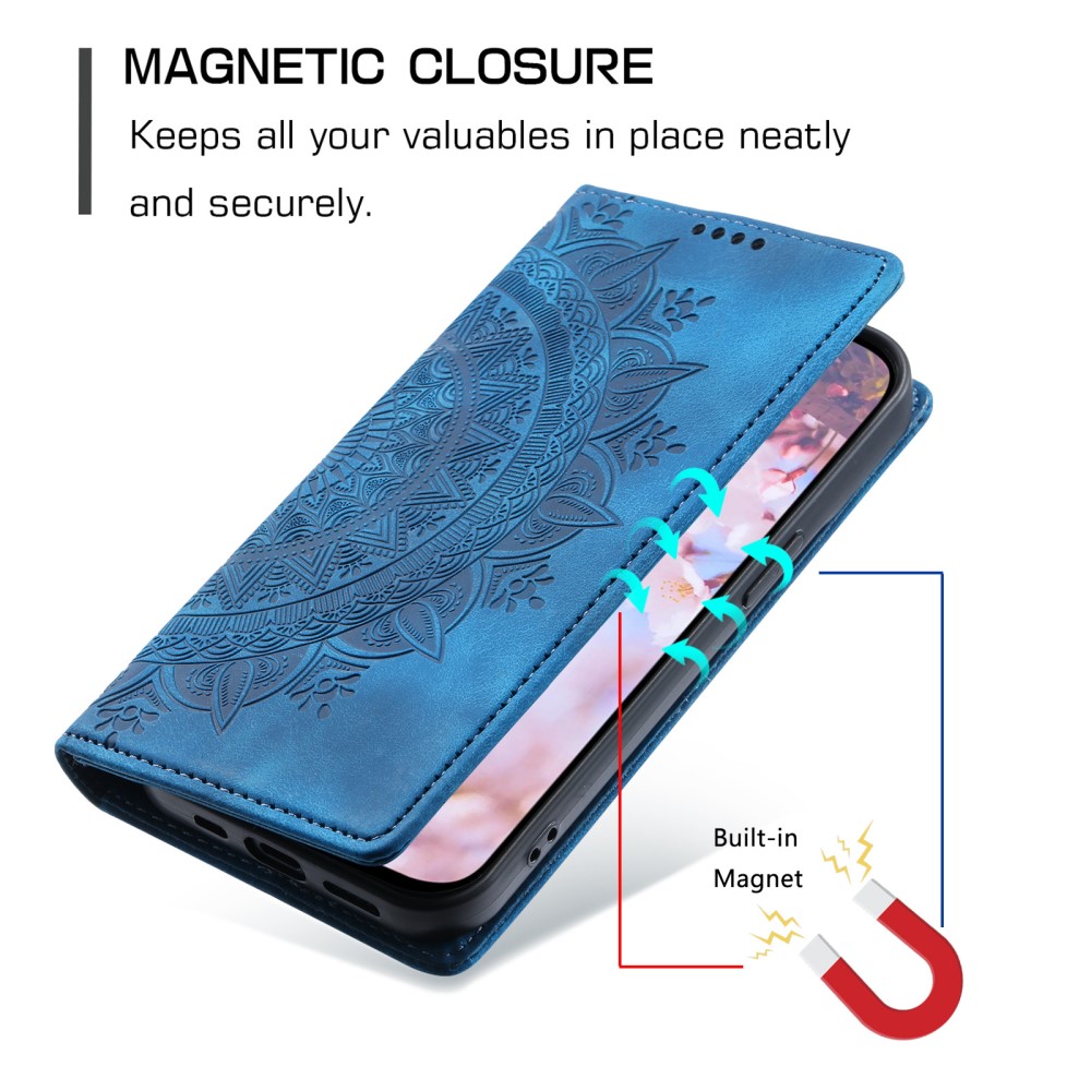  Samsung Galaxy A25 5G Fodral Flip Mandala Läder Blå
