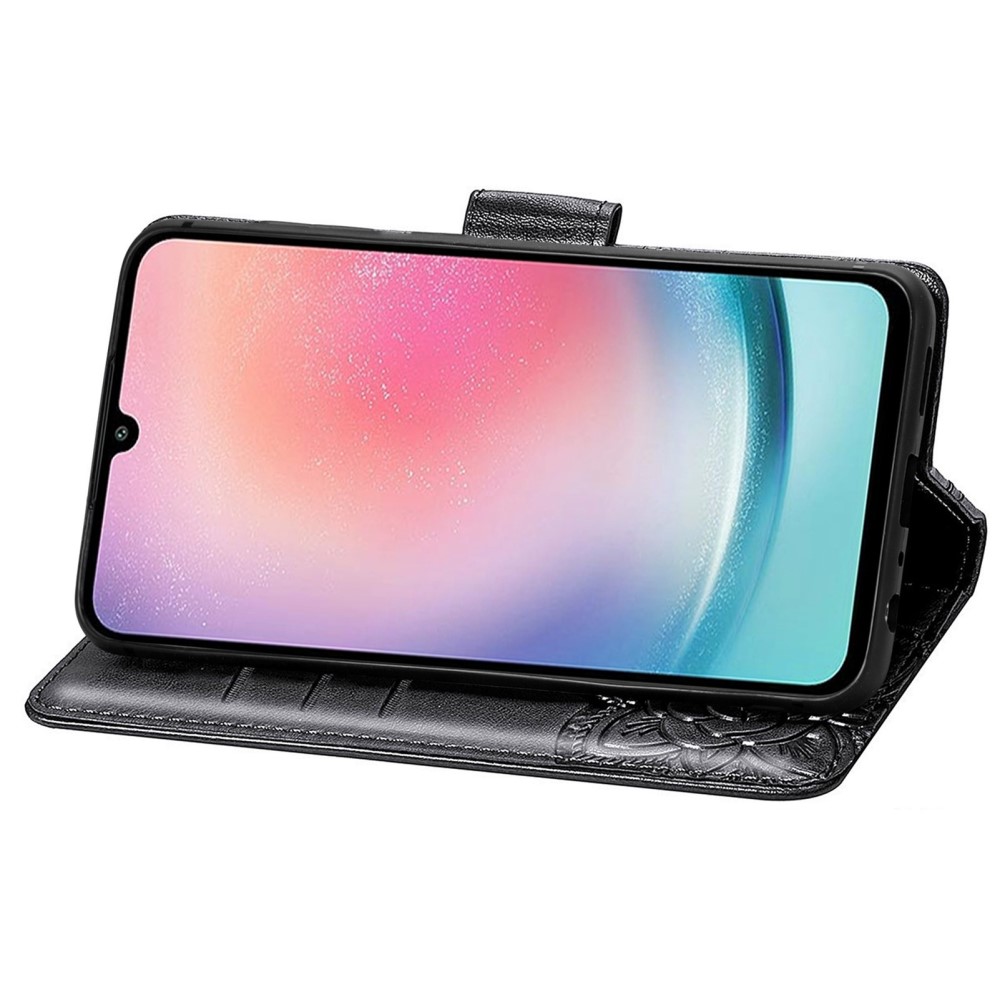  Samsung Galaxy A25 5G Fodral Läder Big Butterfly Svart