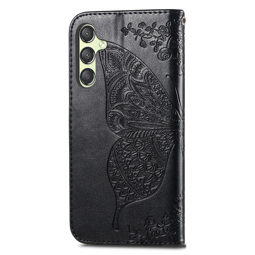  Samsung Galaxy A25 5G Fodral Läder Big Butterfly Svart