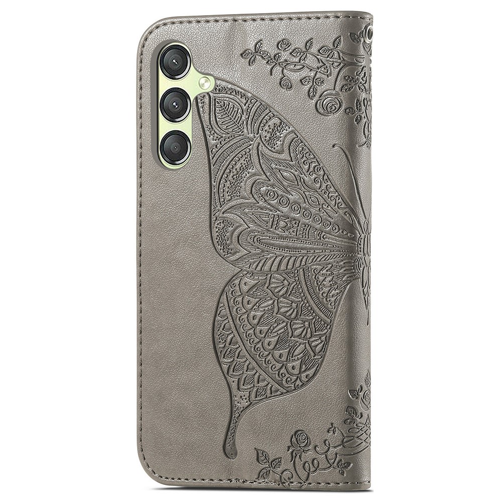  Samsung Galaxy A25 5G Fodral Läder Big Butterfly Grå