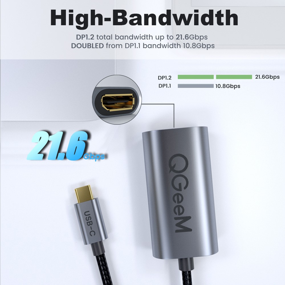 USB-C Thunderbolt3 till DisplayPort Hona Adapter 4K 60Hz Blå