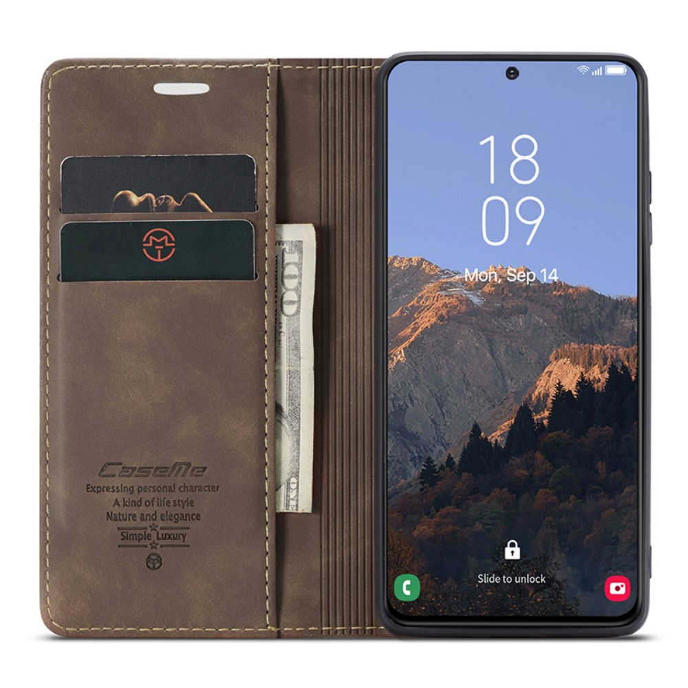 CASEME CASEME Galaxy S24 Fodral Flip Retro Läder Brun