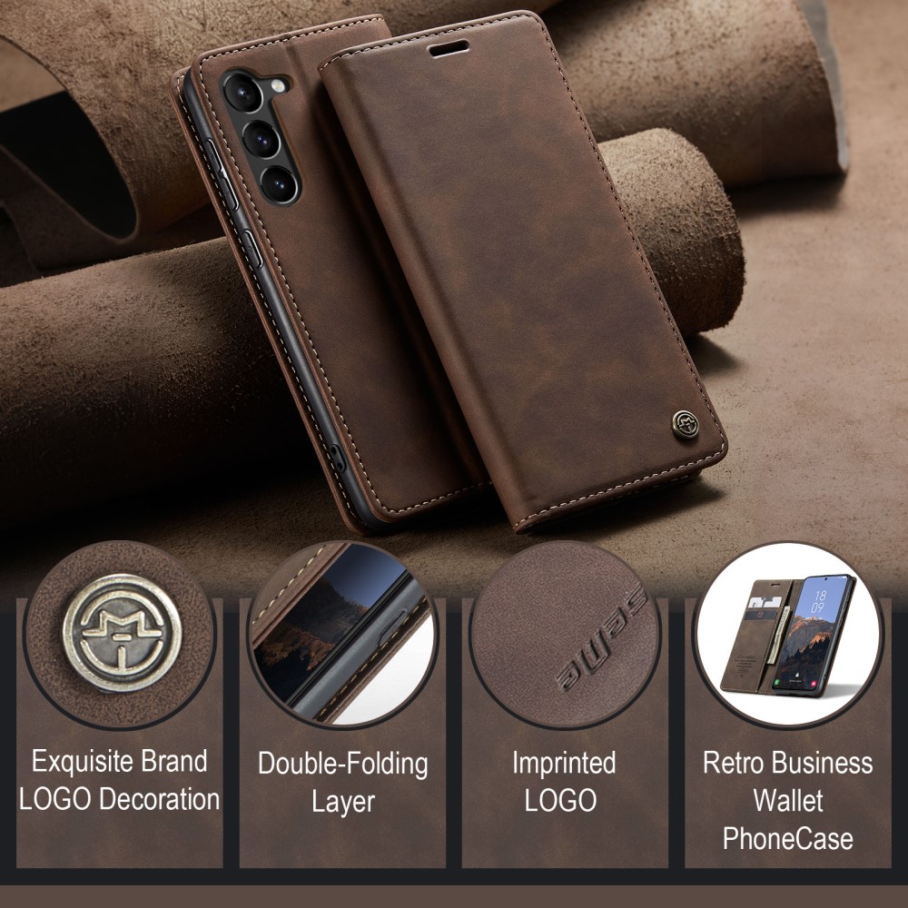 CASEME CASEME Galaxy S24 Fodral Flip Retro Läder Brun