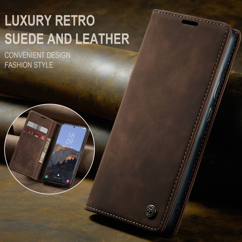 CASEME CASEME Galaxy S24 Fodral Flip Retro Läder Brun