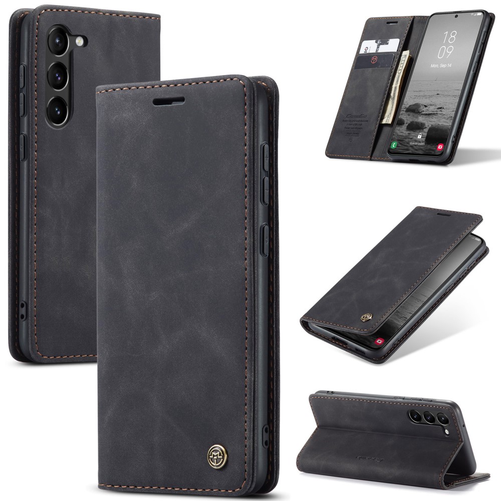 CASEME CASEME Galaxy S24 Fodral Flip Retro Läder Svart