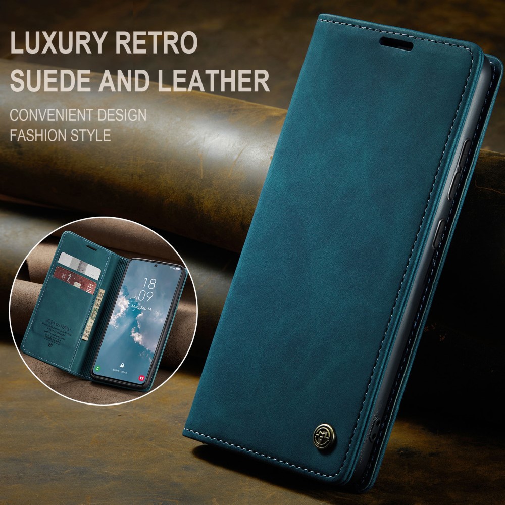 CASEME CASEME Galaxy S24 Fodral Flip Retro Läder Blå