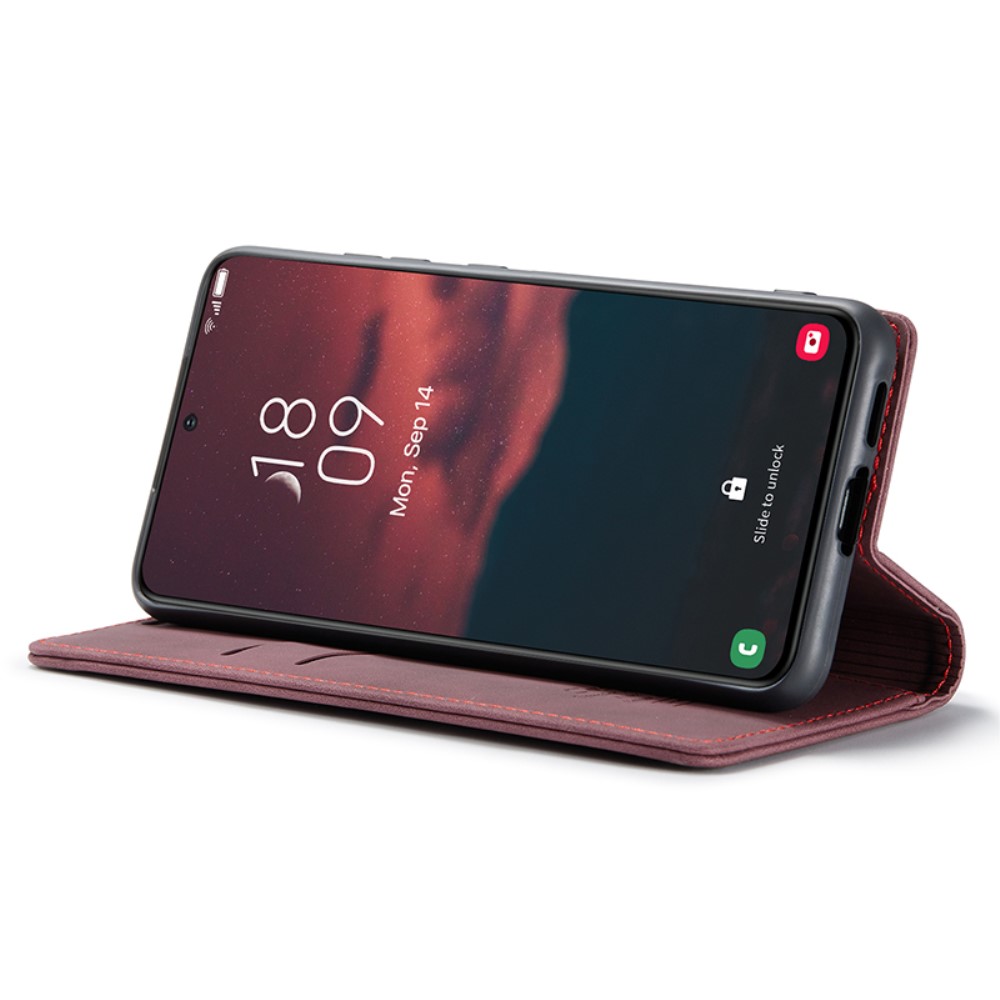 CASEME CASEME Galaxy S24 Fodral Flip Retro Läder Röd