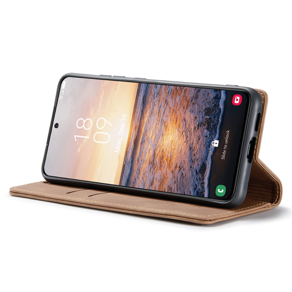 CASEME CASEME Galaxy S24 Fodral Flip Retro Läder Brun
