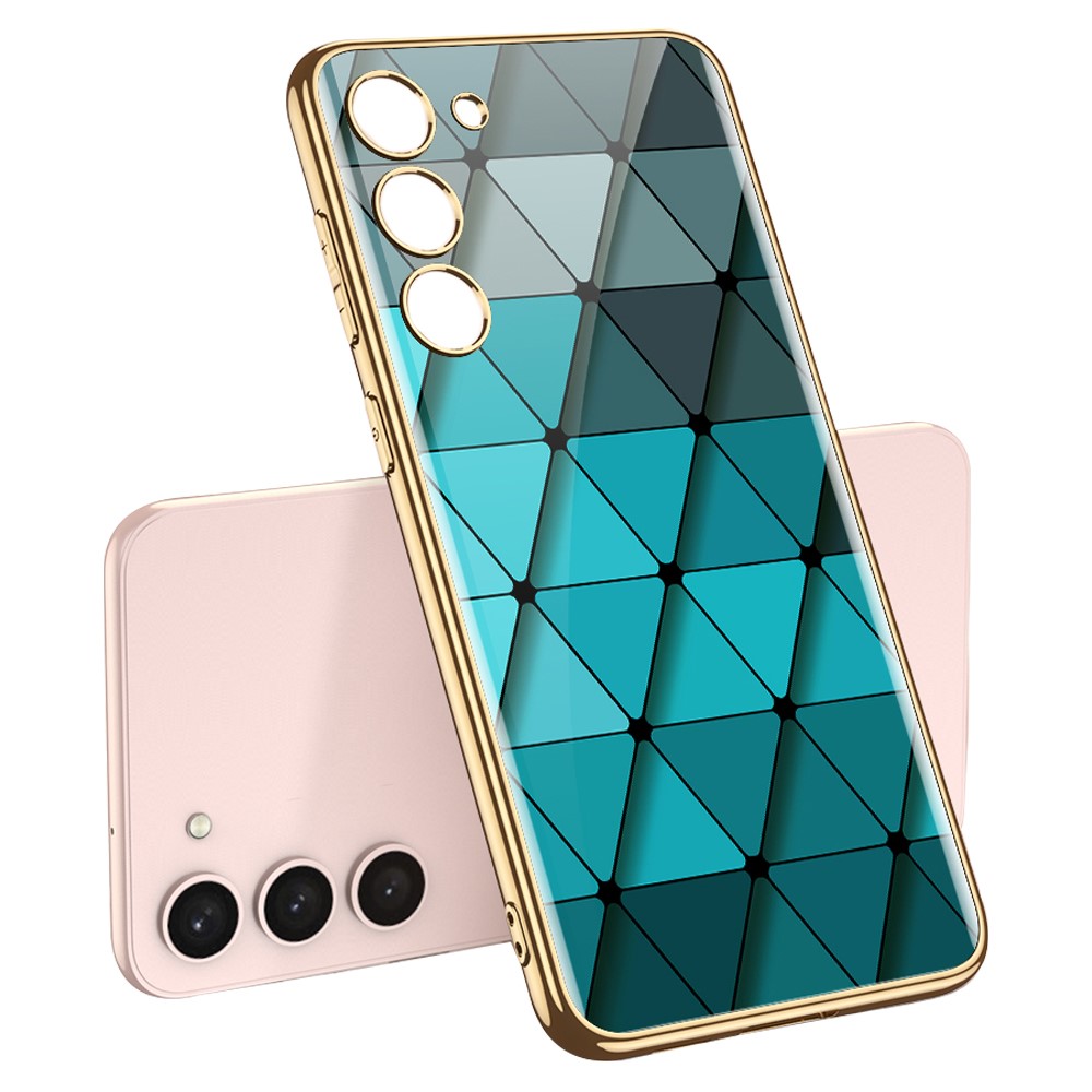 GKK GKK Galaxy S24 Skal Härdat Glas Electroplate Rhombus Blå