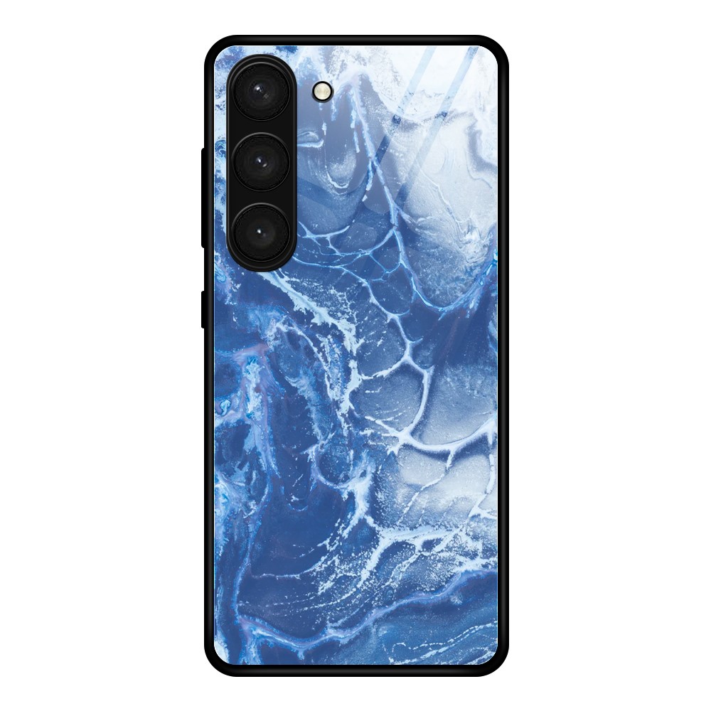  Samsung Galaxy S24 Skal Marmor Härdat Glas Blue Ocean
