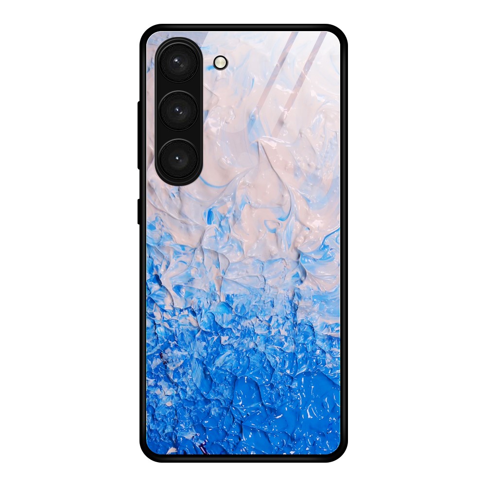  Samsung Galaxy S24 Skal Marmor Härdat Glas Blå