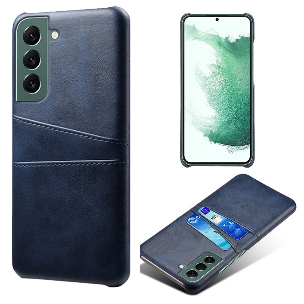  Samsung Galaxy S24 Läderbelagt Skal Med Kortfack Blå