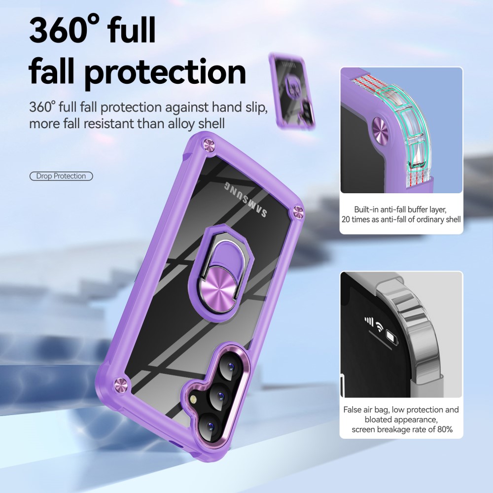 Samsung Galaxy S24 Skal Shockproof Ring Hybrid Lila