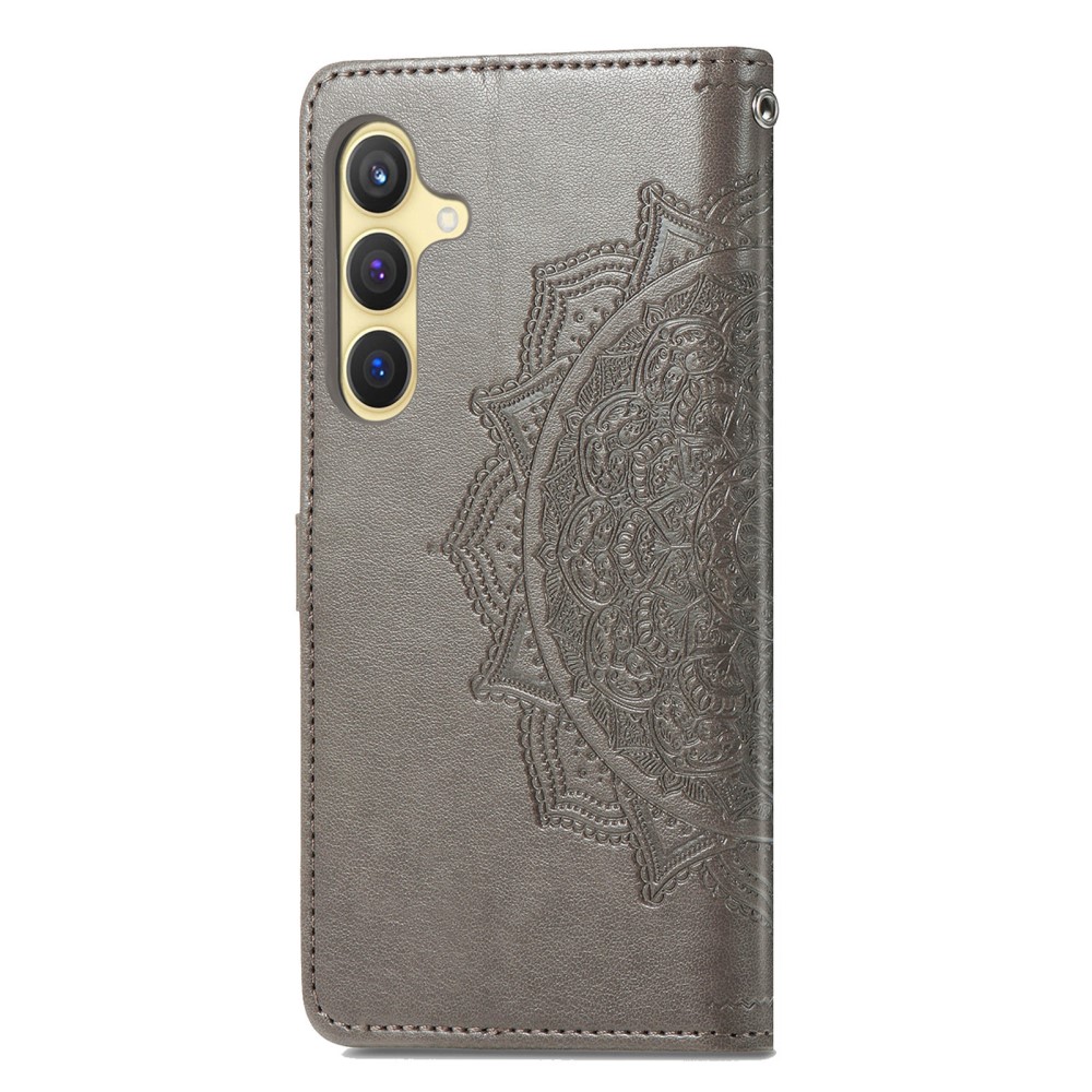  Samsung Galaxy S24 Fodral Mandala Tryck Grå