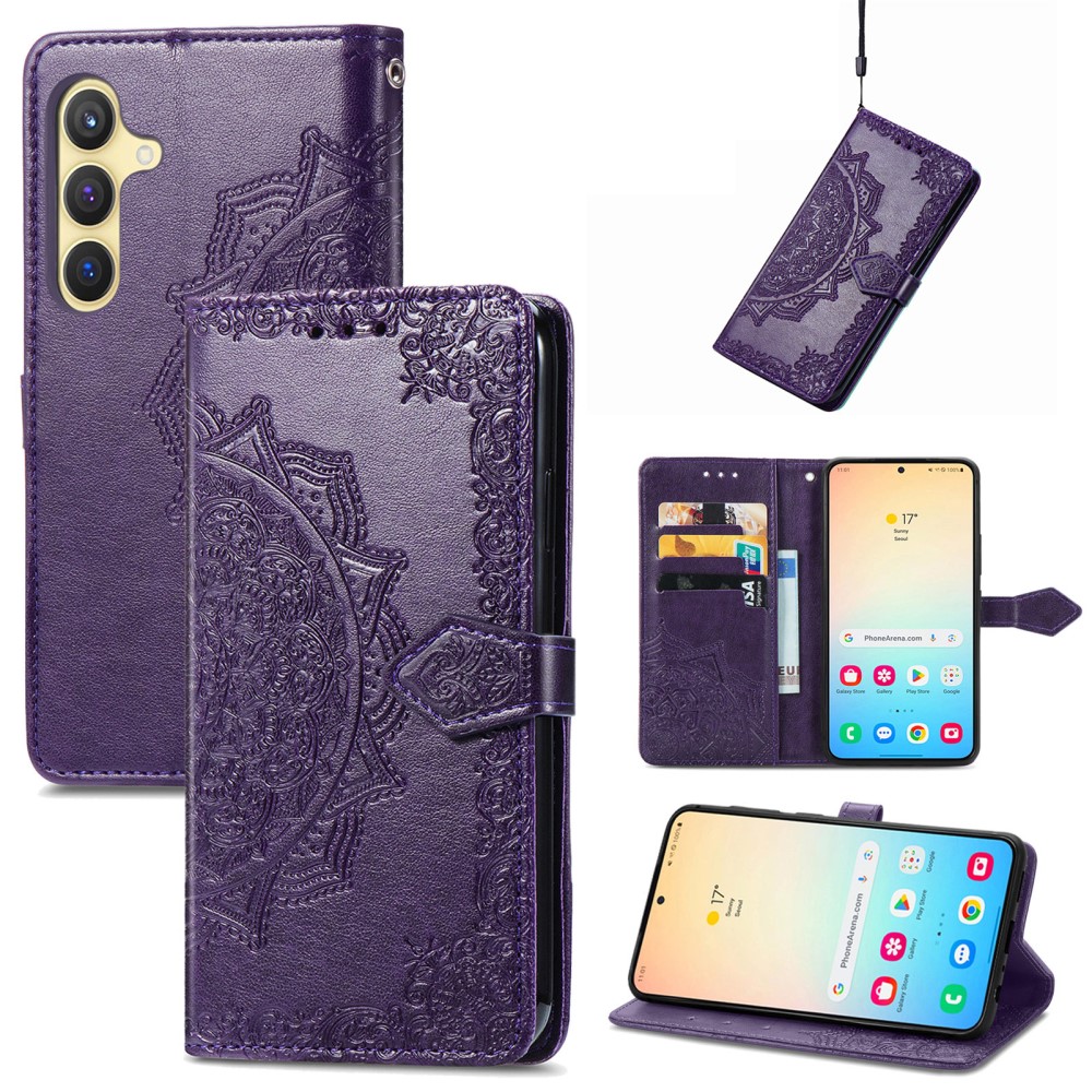  Samsung Galaxy S24 Fodral Mandala Tryck Lila