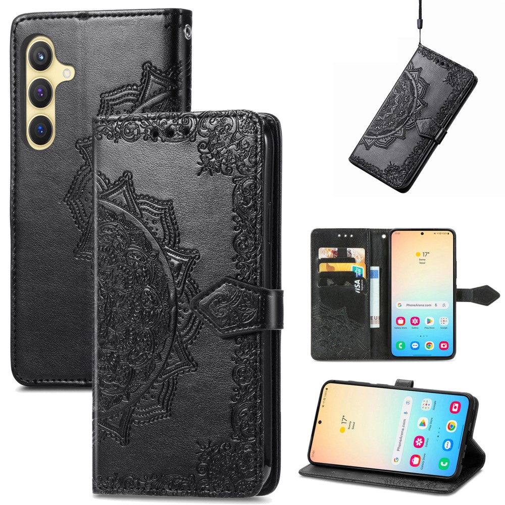  Samsung Galaxy S24 Fodral Mandala Tryck Svart