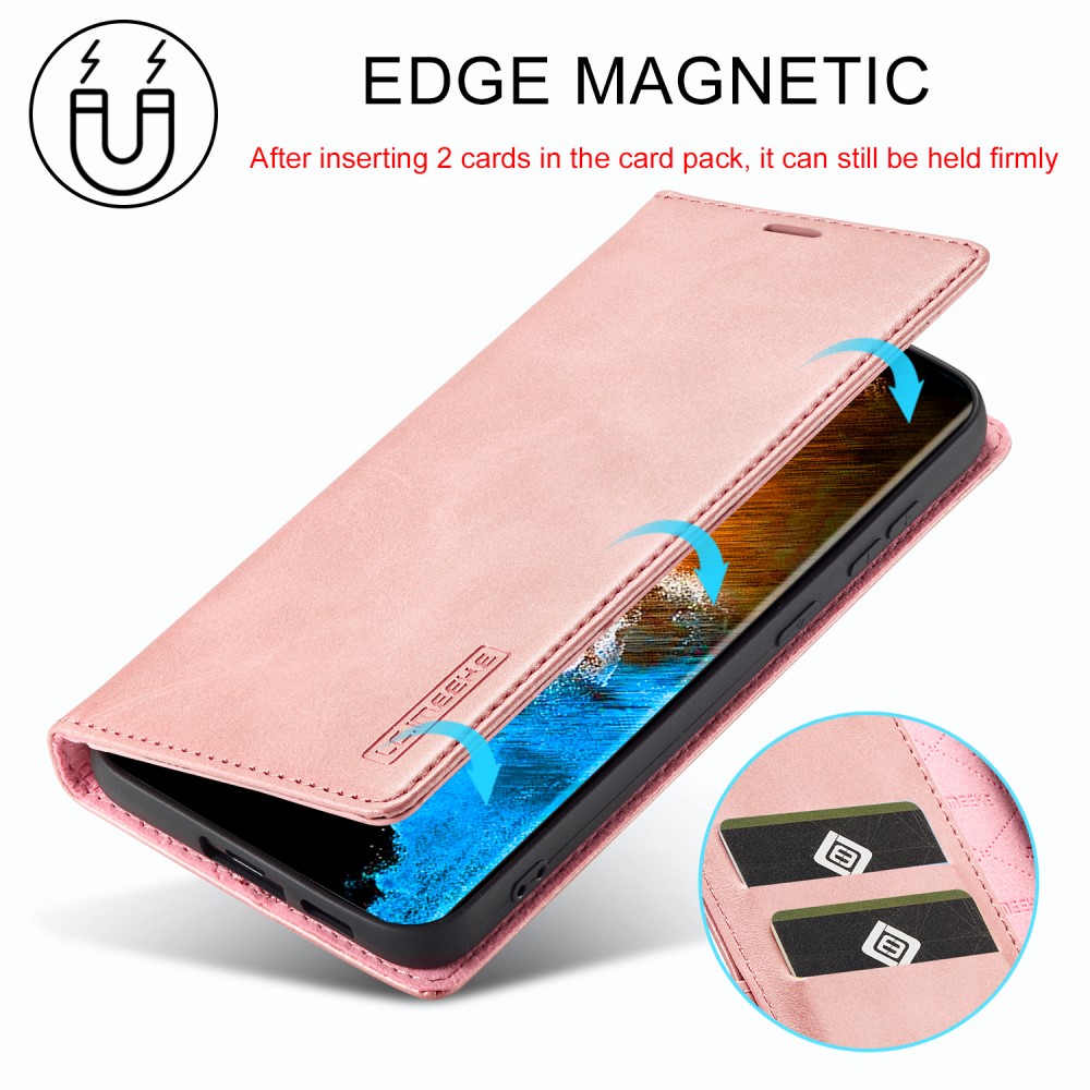 LC.IMEEKE LC.IMEEKE Galaxy S24 Fodral Flip Läder Roséguld