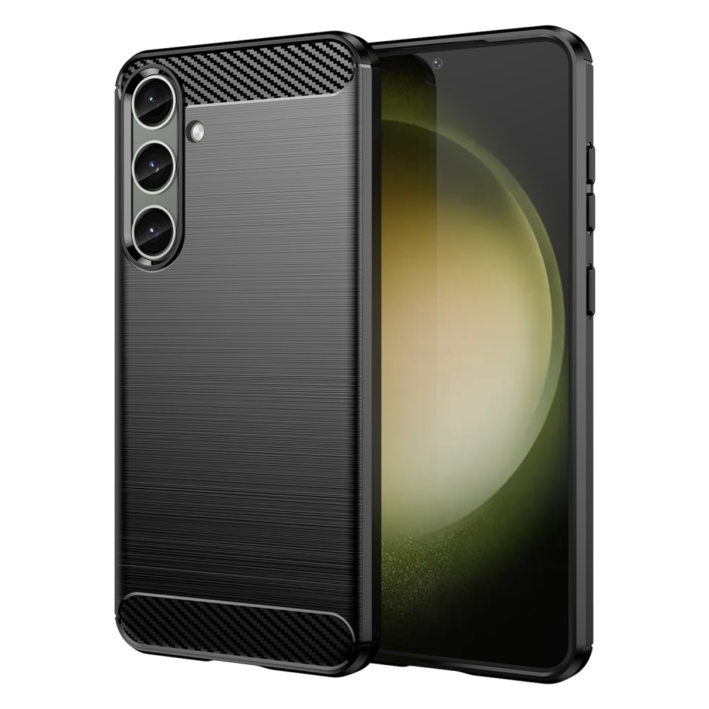  Samsung Galaxy S25 Plus / S24 Plus Skal Borstad Stål Textur Svart