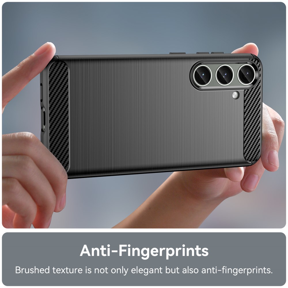  Samsung Galaxy S25 Plus / S24 Plus Skal Borstad Stål Textur Svart